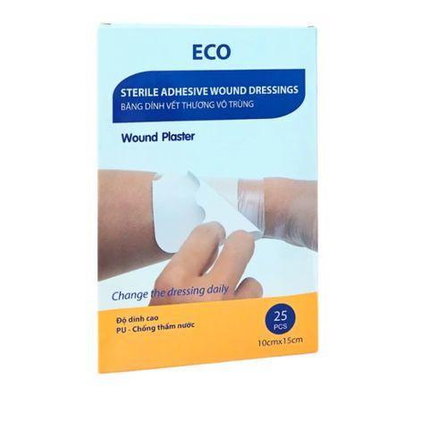 Băng dính vết thương vô trùng ECO chống thấm nước, độ dính cao - Hộp 25 miếng
