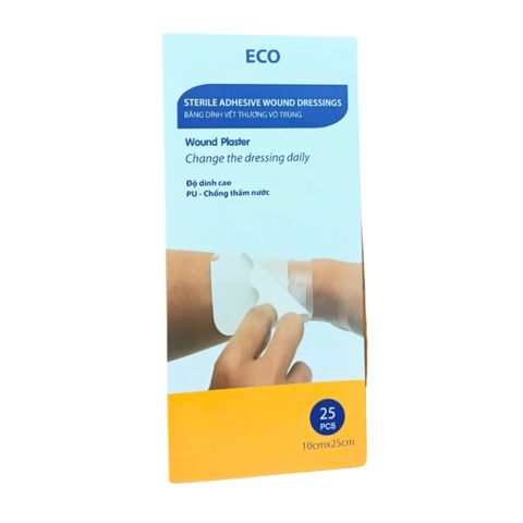 Băng dính vết thương vô trùng ECO chống thấm nước, độ dính cao - Hộp 25 miếng