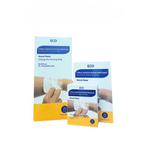 Băng dính vết thương vô trùng ECO chống thấm nước, độ dính cao - Hộp 25 miếng