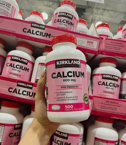 Viên uống Canxi Kirkland Calcium 600mg D3 500 viên của Mỹ