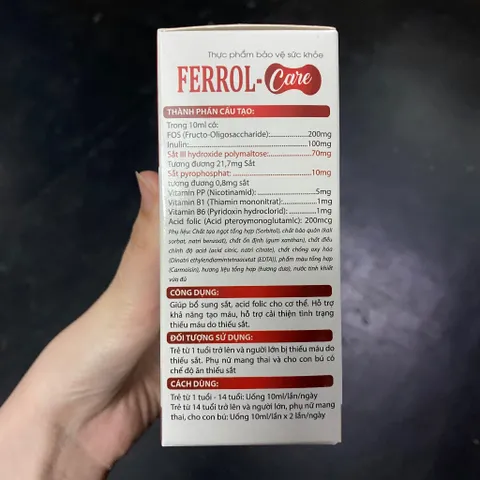 (Chính Hãng) SIRO BỔ SUNG SẮT HỮU CƠ [TPBVSK Ferrol Care] - H/20 ống x 10ml