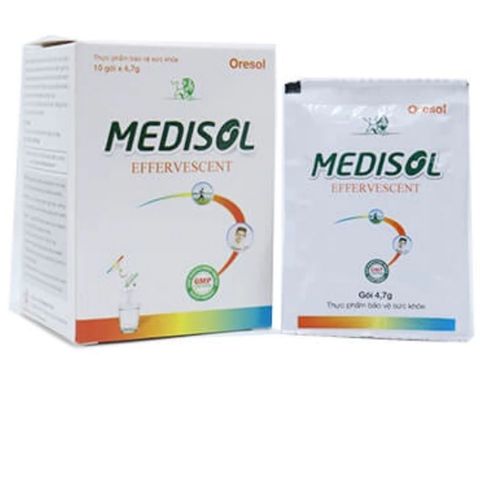 Medisol Effervescent Bù nước và điện giải bổ sung năng lượng, giúp nhanh chóng hồi phục trường hợp nôn mửa, mất nước