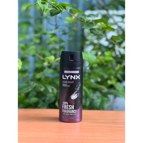 Xịt khử mùi LYNX - LYNY Black frozen Pear & Cedarwood scent 72h anti sweat - LYNX Black night 165ml 628956