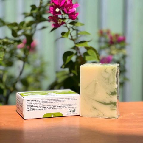 Xà bông dừa hương sả chanh Escoco - Handmade Vegan Natural Bar Soap Cold Pressed coconut lemongrass soap