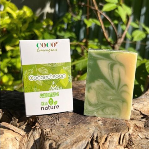 Xà bông dừa hương sả chanh Escoco - Handmade Vegan Natural Bar Soap Cold Pressed coconut lemongrass soap