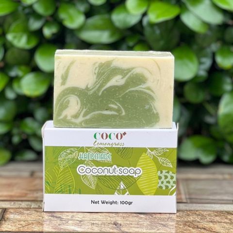 Xà bông dừa hương sả chanh Escoco - Handmade Vegan Natural Bar Soap Cold Pressed coconut lemongrass soap