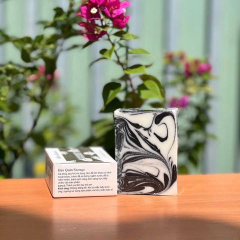 Xà bông dừa than hoạt tính hương bạc hà kết hợp hương thảo Escoco - Handmade Nature soap Activated charcoal bar soap