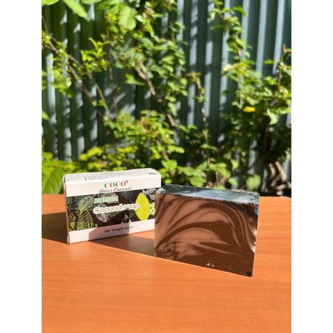 Xà bông dừa than hoạt tính hương bạc hà kết hợp hương thảo Escoco - Handmade Nature soap Activated charcoal bar soap