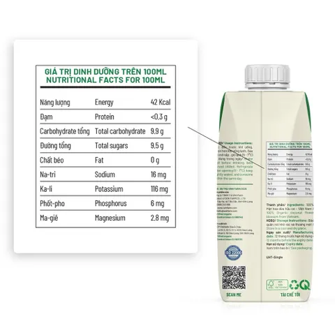 Mật hoa dừa Sokfarm tiệt trùng 330ml - mật hoa dừa tươi organic