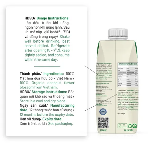 Mật hoa dừa Sokfarm tiệt trùng 330ml - mật hoa dừa tươi organic