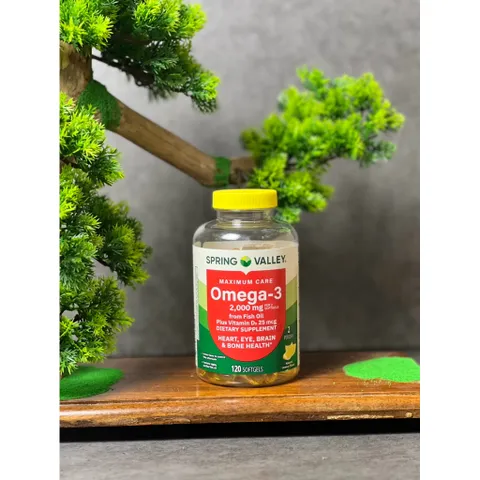 Mẫu mới 120 viên dầu cá hương chanh spring valley omega 3 fish oil 2000mg plus vitamin D3