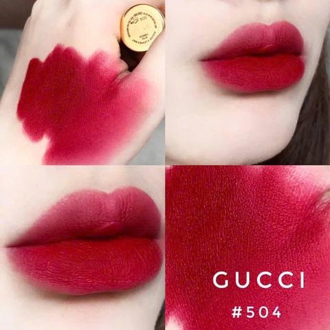 Son Gucci 504 Rouge À Lèvres Mat Myra Crimson - Lì Sang Bền Màu, Son Môi Sang Trọng, Quà Tặng Thời Trang Hấp Dẫn