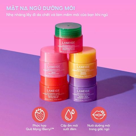 Set Mặt Nạ Ngủ Môi Laneige Midnight Minis Limited - Dưỡng Ẩm Sâu, Mềm Môi, Món Quà Thú Vị Cho Người Yêu Làm Đẹp