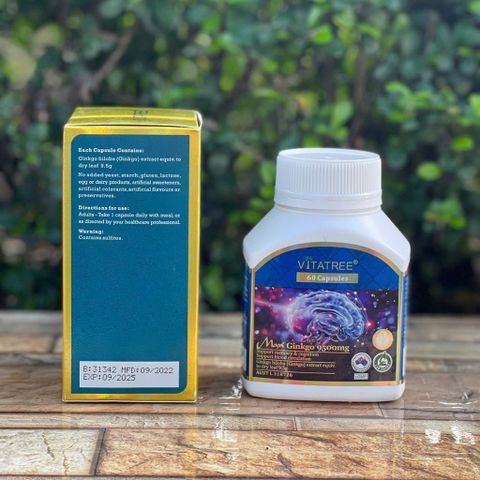 [Nhập khẩu chính ngạch] Viên uống tăng tuần hoàn não Vitatree Maxi Ginkgo 9500mg Max 60 viên