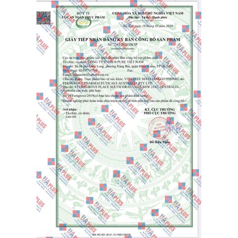 [Nhập khẩu chính ngạch] Viên uống tăng tuần hoàn não Vitatree Maxi Ginkgo 9500mg Max 60 viên
