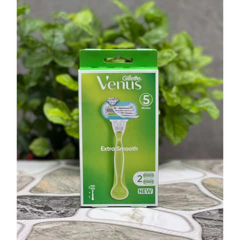 Dao cạo Gillette Venus Extra Smooth màu xanh (hộp gồm 1 cán và 2 đầu thay) 629669