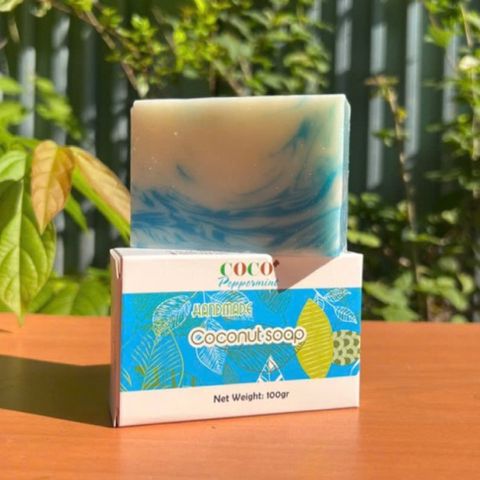 Xà bông dừa bạc hà Escoco - Handmade Vegan Natural Bar Soap Cold Pressed coconut peppermint soap