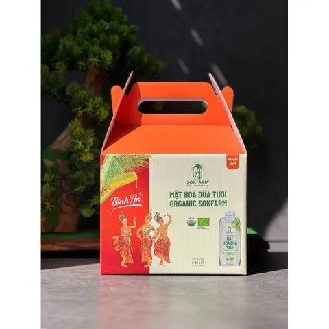 [Hộp Quà Tết Dừa Khai Lộc] Combo 6 Hộp Mật hoa dừa tươi Organic Sokfarm 330ml - Hộp quà tết