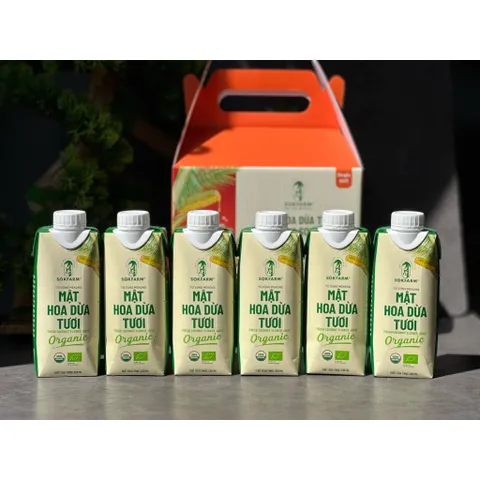 [Hộp Quà Tết Dừa Khai Lộc] Combo 6 Hộp Mật hoa dừa tươi Organic Sokfarm 330ml - Hộp quà tết
