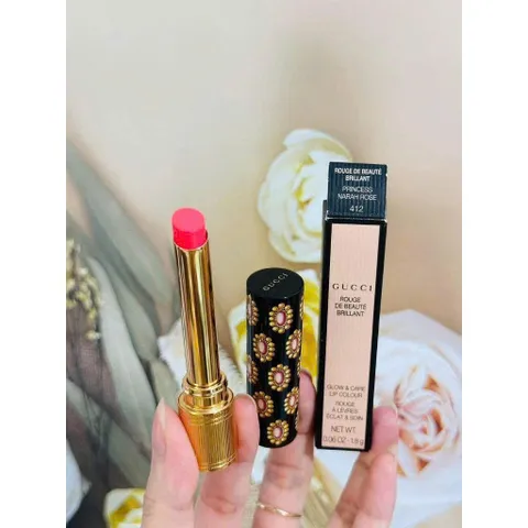 Son Gucci 412 Rouge De Beauté Brillant - Son Môi Căng Bóng, Tươi Mát - Sản Phẩm của Thương Hiệu Gucci
