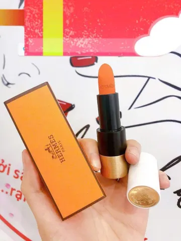 Son Hermes 33 Rouge A Levres Mat Matte Lipstick #Orange Boite – Son môi lì giữ ẩm, màu cam thời thượng cho phong cách quyến rũ
