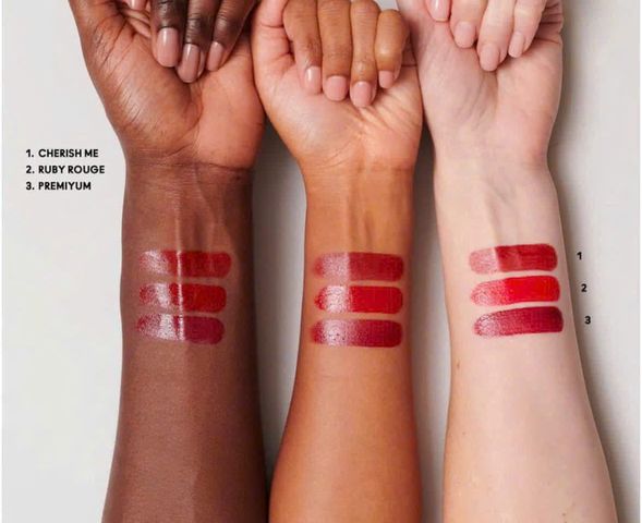 Set 3 Cây Son Mini MAC Cherish Me - Dưỡng Môi Mịn Màng, Màu Sắc Đẹp Chuẩn Ruby Rouge, Quà Tặng Thời Thượng