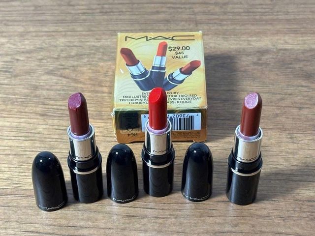 Set 3 Cây Son Mini MAC Cherish Me - Dưỡng Môi Mịn Màng, Màu Sắc Đẹp Chuẩn Ruby Rouge, Quà Tặng Thời Thượng