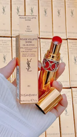 Son YSL Rouge Volupté Shine #80 - Màu Tươi Sáng, Dưỡng Môi Mềm Mịn, Son Môi Cao Cấp Yves Saint Laurent