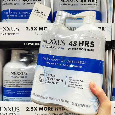 Combo Gội Xả Nexxus Ultimate Moisture 2×1L - Cấp Ẩm Sâu, Phục Hồi Tóc Khô Hư Tổn, Chăm Sóc Tóc Chuyên Nghiệp