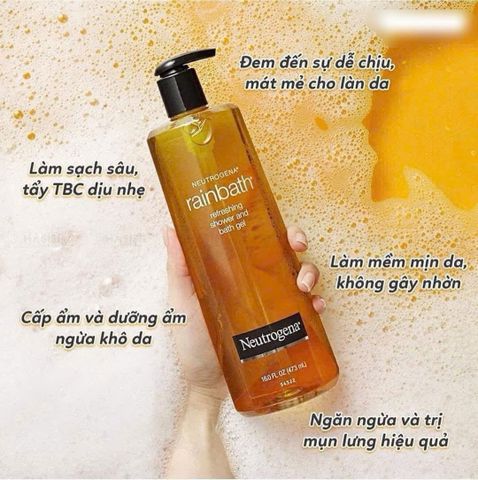 Sữa Tắm Neutrogena Rainbath 473ml - Gel Tắm Làm Sạch Sâu, Giảm Mụn Lưng, Tăng Cường Cảm Giác Tươi Mát
