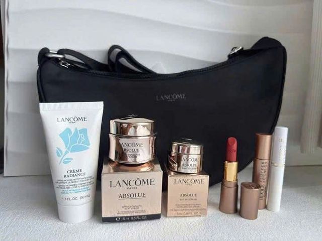 Set Lancôme Tím 7 Món Kèm Túi - Dưỡng Da Chuyên Sâu, Phục Hồi Lão Hóa, Chăm Sóc Da Mặt Cao Cấp