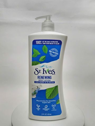 Dưỡng Thể St.Ives Collagen & Elastin 621ml (xanh) – mềm da, đàn hồi tốt