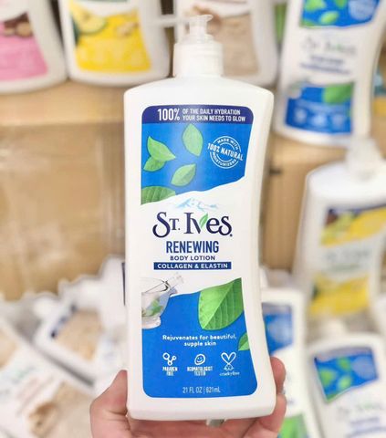 Dưỡng Thể St.Ives Collagen & Elastin 621ml (xanh) – mềm da, đàn hồi tốt