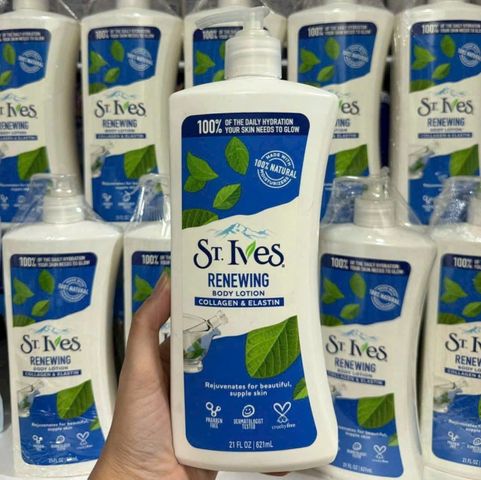 Dưỡng Thể St.Ives Collagen & Elastin 621ml (xanh) – mềm da, đàn hồi tốt