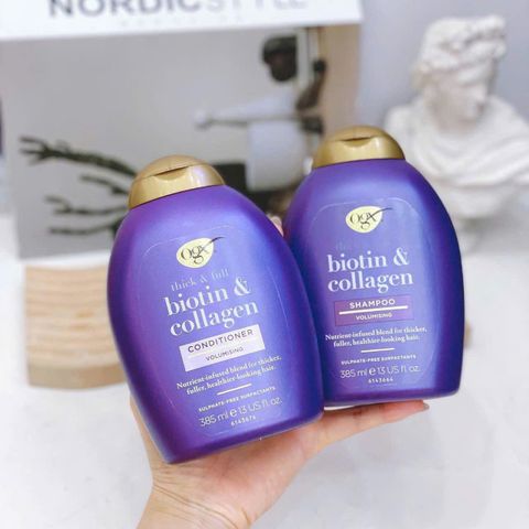 Cặp Dầu Gội và Dầu Xả Biotin OGX 385ml ×2 - Giảm Rụng Tóc, Kích Thích Mọc Tóc Hiệu Quả