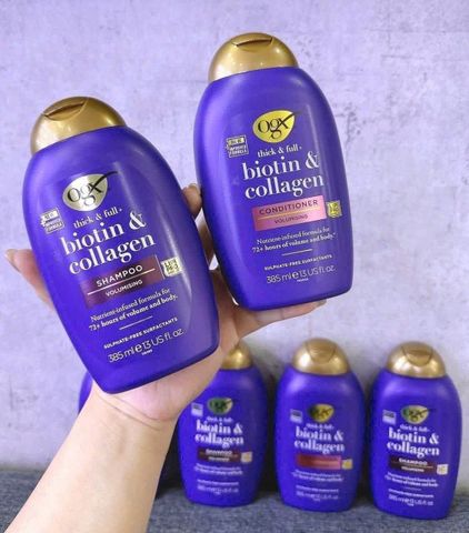 Cặp Dầu Gội và Dầu Xả Biotin OGX 385ml ×2 - Giảm Rụng Tóc, Kích Thích Mọc Tóc Hiệu Quả