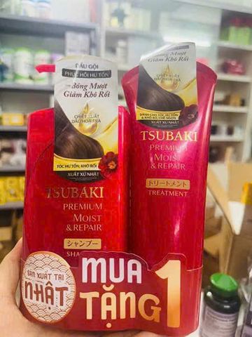 Dầu Gội Tsubaki Premium 490ml + Tặng Kem Dưỡng Tóc 200ml - Sản Phẩm Chăm Sóc Tóc Bóng Mượt và Khỏe Mạnh