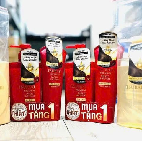 Dầu Gội Tsubaki Premium 490ml + Tặng Kem Dưỡng Tóc 200ml - Sản Phẩm Chăm Sóc Tóc Bóng Mượt và Khỏe Mạnh