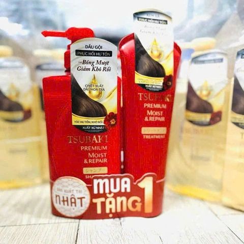 Dầu Gội Tsubaki Premium 490ml + Tặng Kem Dưỡng Tóc 200ml - Sản Phẩm Chăm Sóc Tóc Bóng Mượt và Khỏe Mạnh