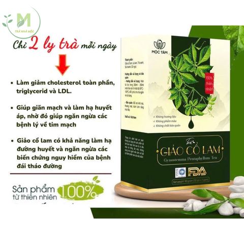 Trà Giảo Cổ Lam Mộc Tâm Hỗ Trợ Giảm Cân, Ổn Định Huyết Áp- Đường Huyết, Mỡ Máu, Thải Độc, Đẹp Da hộp 30 túi x 3gr.