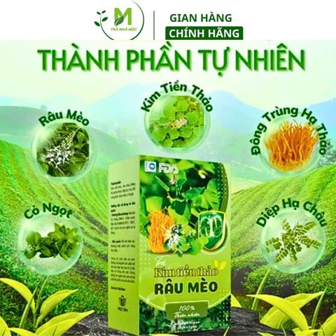 Trà Kim Tiền Thảo Râu Mèo Đông Trùng Hạ Thảo Mộc Tâm Hỗ Trợ Sỏi Thận- Viêm Tiết Niệu, giúp Thanh Nhiệt, Giải Độc, Cải Tiện Sức Khỏe Thận- hộp 30 túi x 3gr