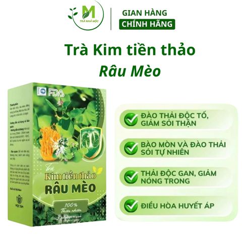 Trà Kim Tiền Thảo Râu Mèo Đông Trùng Hạ Thảo Mộc Tâm Hỗ Trợ Sỏi Thận- Viêm Tiết Niệu, giúp Thanh Nhiệt, Giải Độc, Cải Tiện Sức Khỏe Thận- hộp 30 túi x 3gr