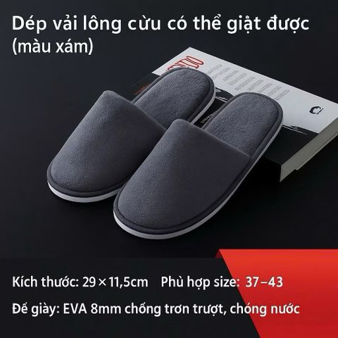 Dép vải lót Lông Cừu cao cấp chống trơn trượt và giữ ấm siêu tốt vào mùa đông, có thế giặt được.