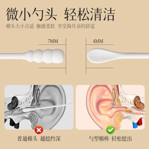 Hộp 100cái bông ngoáy tai chất liệu giấy 2 đầu đa năng linh hoạt làm sạch tai