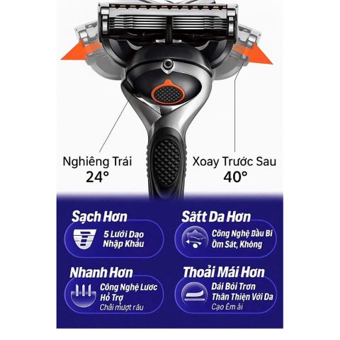 Combo 8 đầu cạo râu 5 lưỡi và 1 Thân của Đức , khi cạo không gây đau rát da , lưỡi cực kì sắc bén và ôm sát chân khi cạo