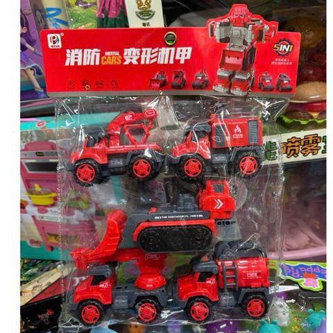 Đồ Chơi Xe Cứu Hỏa Biến Hình Thành Robot – Bộ Xe Công Trình Mini Cho Bé 753