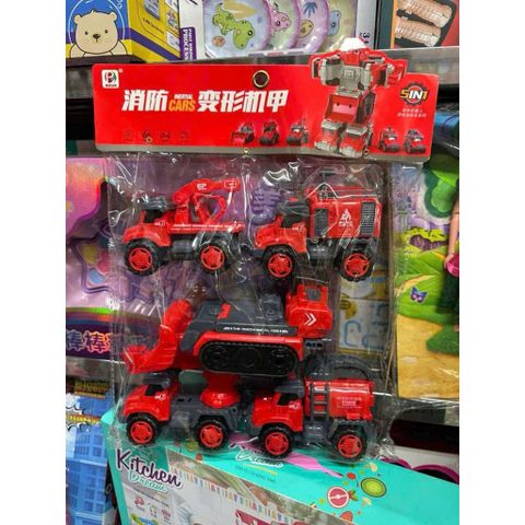 Đồ Chơi Xe Cứu Hỏa Biến Hình Thành Robot – Bộ Xe Công Trình Mini Cho Bé 753