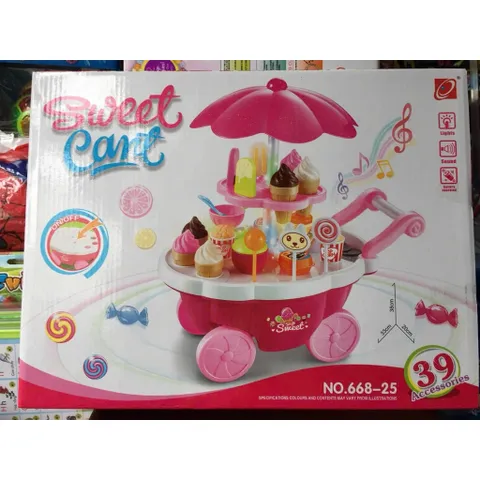 Xe đẩy kem 🍦 có hiệu ứng đèn và âm thanh gồm 39 chi tiết 668-25 cho bé chơi đồ hàng nhập vai