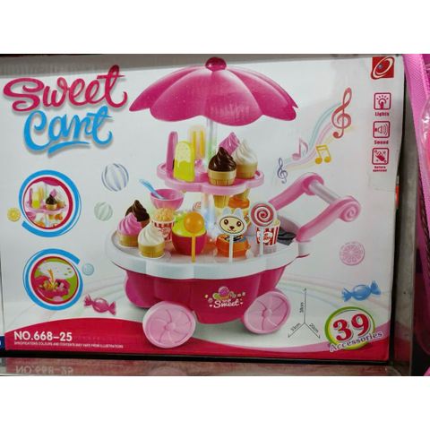 Xe đẩy kem 🍦 có hiệu ứng đèn và âm thanh gồm 39 chi tiết 668-25 cho bé chơi đồ hàng nhập vai