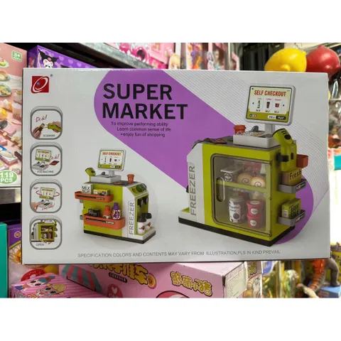 Đồ Chơi Siêu Thị Mini Cho Bé 3+ Có Quầy Thu Ngân & Tủ Đông – Bộ Bán Hàng Super Market 668-124